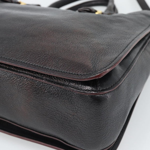 Miu Miu Madras Hand Bag Leather 2way Black Gold Auth 187556A