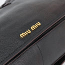 Miu Miu Madras Hand Bag Leather 2way Black Gold Auth 187556A-19