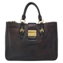 Miu Miu Madras Hand Bag Leather 2way Black Gold Auth 187556A-13