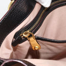 Miu Miu Madras Hand Bag Leather 2way Black Gold Auth 187556A-24