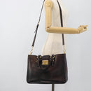 Miu Miu Madras Hand Bag Leather 2way Black Gold Auth 187556A-27