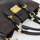 Miu Miu Madras Hand Bag Leather 2way Black Gold Auth 187556A-6