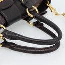 Miu Miu Madras Hand Bag Leather 2way Black Gold Auth 187556A-7