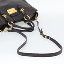 Miu Miu Madras Hand Bag Leather 2way Black Gold Auth 187556A-8