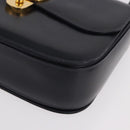 GUCCI Hand Bag Leather Navy Gold Auth 187557A-14