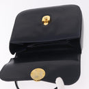 GUCCI Hand Bag Leather Navy Gold Auth 187557A-18