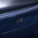 GUCCI Hand Bag Leather Navy Gold Auth 187557A-19