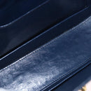 GUCCI Hand Bag Leather Navy Gold Auth 187557A-11
