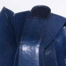 GUCCI Hand Bag Leather Navy Gold Auth 187557A-21