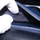 GUCCI Hand Bag Leather Navy Gold Auth 187557A-12