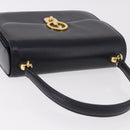 GUCCI Hand Bag Leather Navy Gold Auth 187557A-6