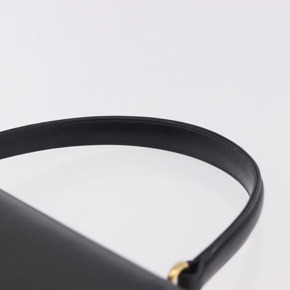 GUCCI Hand Bag Leather Navy Gold Auth 187557A
