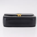GUCCI Hand Bag Leather Navy Gold Auth 187557A-5