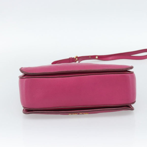 Miu Miu Madras Hand Bag Leather 2way Pink Gold Auth 187558A