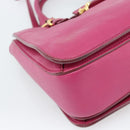 Miu Miu Madras Hand Bag Leather 2way Pink Gold Auth 187558A-16