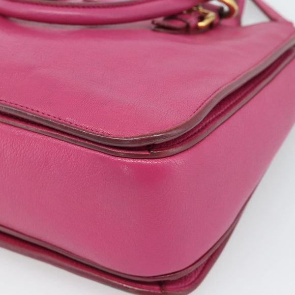 Miu Miu Madras Hand Bag Leather 2way Pink Gold Auth 187558A