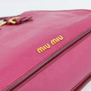 Miu Miu Madras Hand Bag Leather 2way Pink Gold Auth 187558A-10