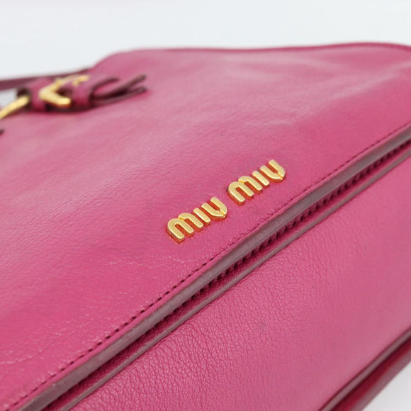 Miu Miu Madras Hand Bag Leather 2way Pink Gold Auth 187558A
