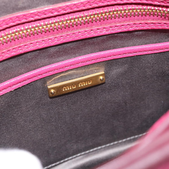 Miu Miu Madras Hand Bag Leather 2way Pink Gold Auth 187558A