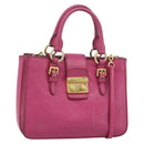 Miu Miu Madras Hand Bag Leather 2way Pink Gold Auth 187558A-1