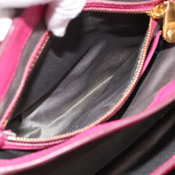 Miu Miu Madras Hand Bag Leather 2way Pink Gold Auth 187558A