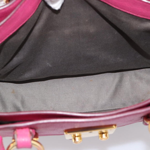 Miu Miu Madras Hand Bag Leather 2way Pink Gold Auth 187558A