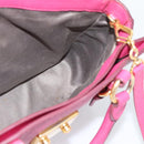 Miu Miu Madras Hand Bag Leather 2way Pink Gold Auth 187558A-23