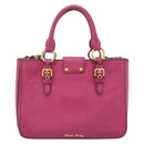 Miu Miu Madras Hand Bag Leather 2way Pink Gold Auth 187558A-2