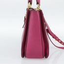 Miu Miu Madras Hand Bag Leather 2way Pink Gold Auth 187558A-3