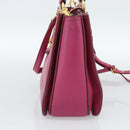 Miu Miu Madras Hand Bag Leather 2way Pink Gold Auth 187558A-4