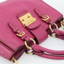 Miu Miu Madras Hand Bag Leather 2way Pink Gold Auth 187558A-6