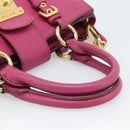 Miu Miu Madras Hand Bag Leather 2way Pink Gold Auth 187558A-7
