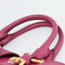 Miu Miu Madras Hand Bag Leather 2way Pink Gold Auth 187558A-14