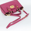 Miu Miu Madras Hand Bag Leather 2way Pink Gold Auth 187558A-8