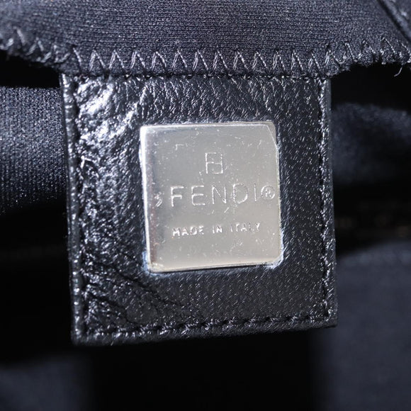 FENDI Mamma Baguette GM Shoulder Bag Cotton jersey Black Silver Auth 187560