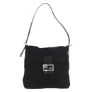 FENDI Mamma Baguette GM Shoulder Bag Cotton jersey Black Silver Auth 187560-13