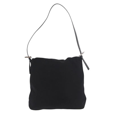 FENDI Mamma Baguette GM Shoulder Bag Cotton jersey Black Silver Auth 187560 - 0