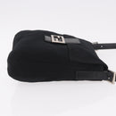 FENDI Mamma Baguette GM Shoulder Bag Cotton jersey Black Silver Auth 187560-3