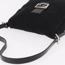 FENDI Mamma Baguette GM Shoulder Bag Cotton jersey Black Silver Auth 187560-6