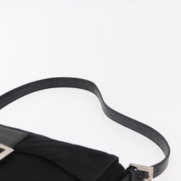 FENDI Mamma Baguette GM Shoulder Bag Cotton jersey Black Silver Auth 187560