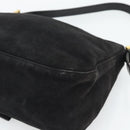 FENDI Mamma Baguette Shoulder Bag Suede Black Gold Auth 187561SAM-15