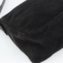 FENDI Mamma Baguette Shoulder Bag Suede Black Gold Auth 187561SAM-16