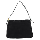 FENDI Mamma Baguette Shoulder Bag Suede Black Gold Auth 187561SAM-2