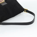 FENDI Mamma Baguette Shoulder Bag Suede Black Gold Auth 187561SAM-7