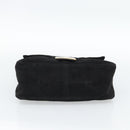 FENDI Mamma Baguette Shoulder Bag Suede Black Gold Auth 187561SAM-5