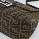 FENDI Zucca Canvas Mamma Baguette Shoulder Bag Black Brown Auth 187565SAV-14