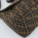 FENDI Zucca Canvas Mamma Baguette Shoulder Bag Black Brown Auth 187565SAV-15