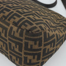 FENDI Zucca Canvas Mamma Baguette Shoulder Bag Black Brown Auth 187565SAV-16