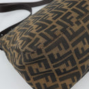 FENDI Zucca Canvas Mamma Baguette Shoulder Bag Black Brown Auth 187565SAV-17