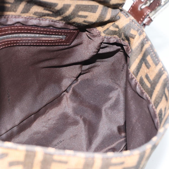 FENDI Zucca Canvas Mamma Baguette Shoulder Bag Black Brown Auth 187565SAV